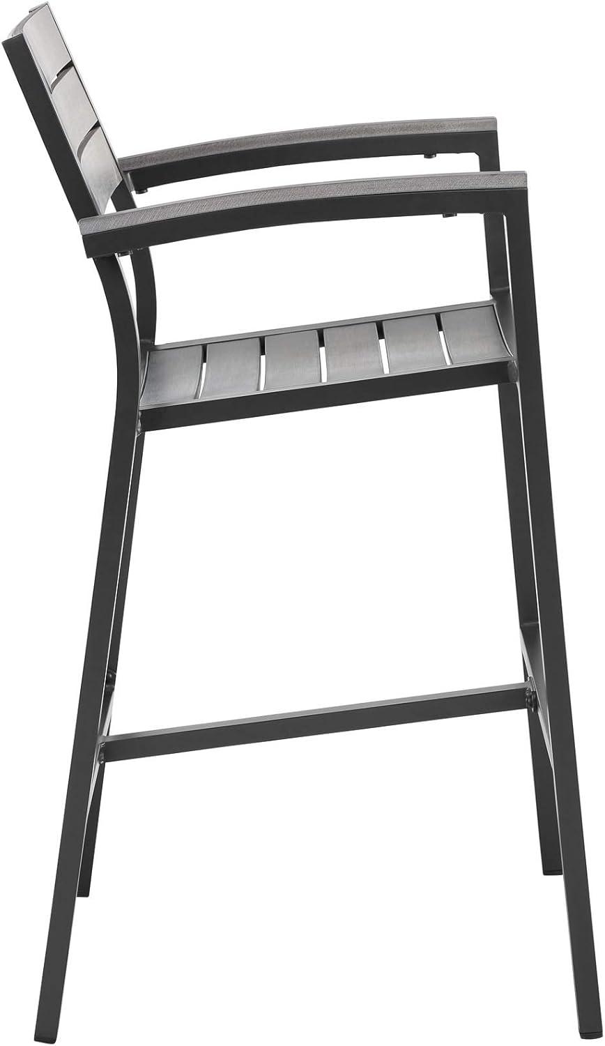 Modway Maine Aluminum Outdoor Patio Bar Stool in Brown Gray