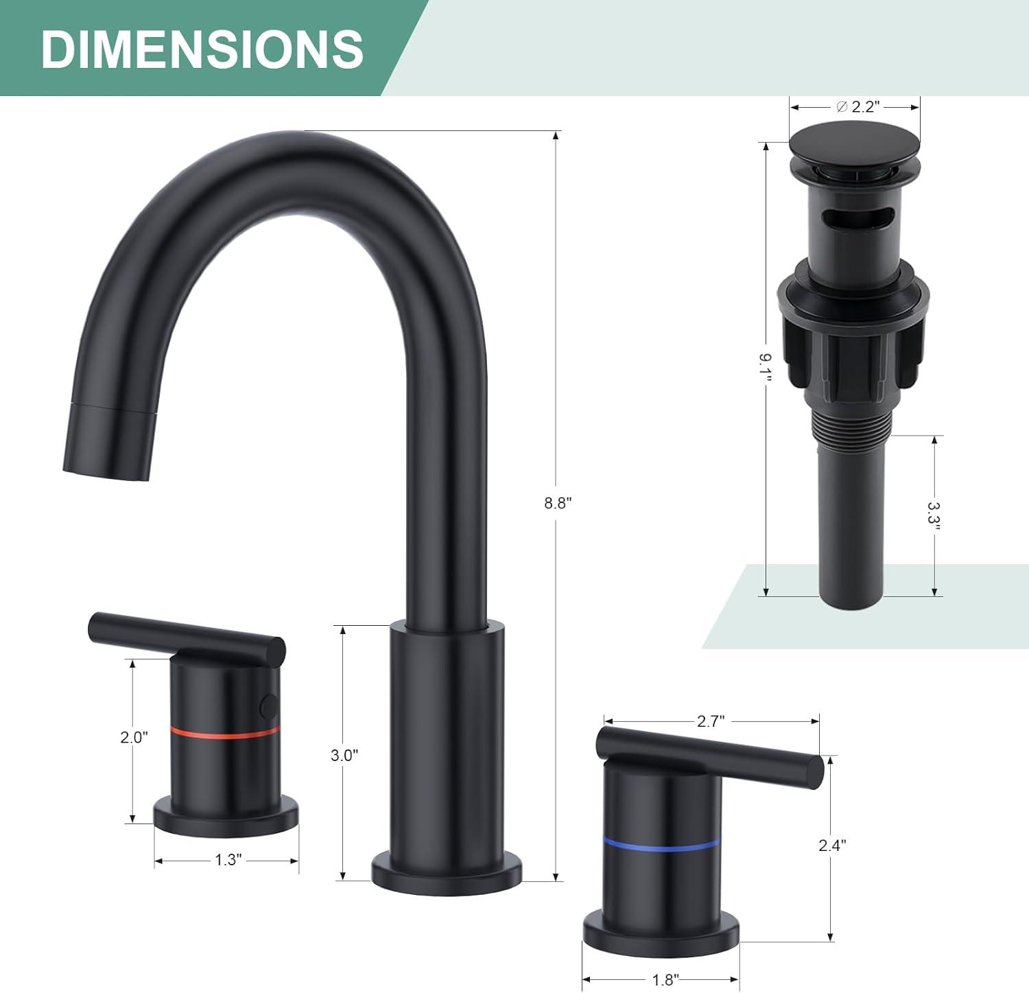 iVIGA VBA90B Bathroom Faucet 3 Hole With 360° Swivel Spout And 2 Handle Design