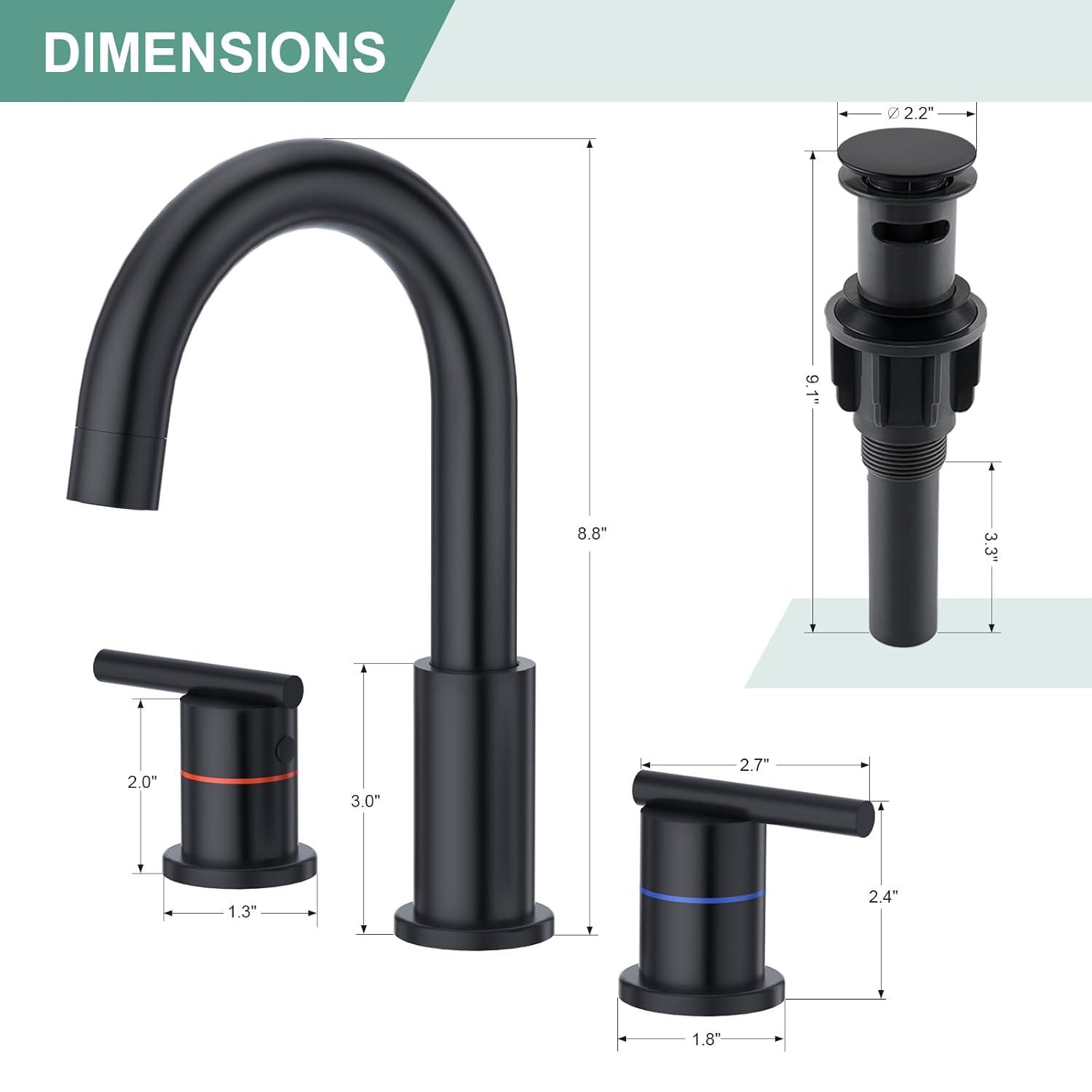 iVIGA VBA90B Bathroom Faucet 3 Hole With 360° Swivel Spout And 2 Handle Design