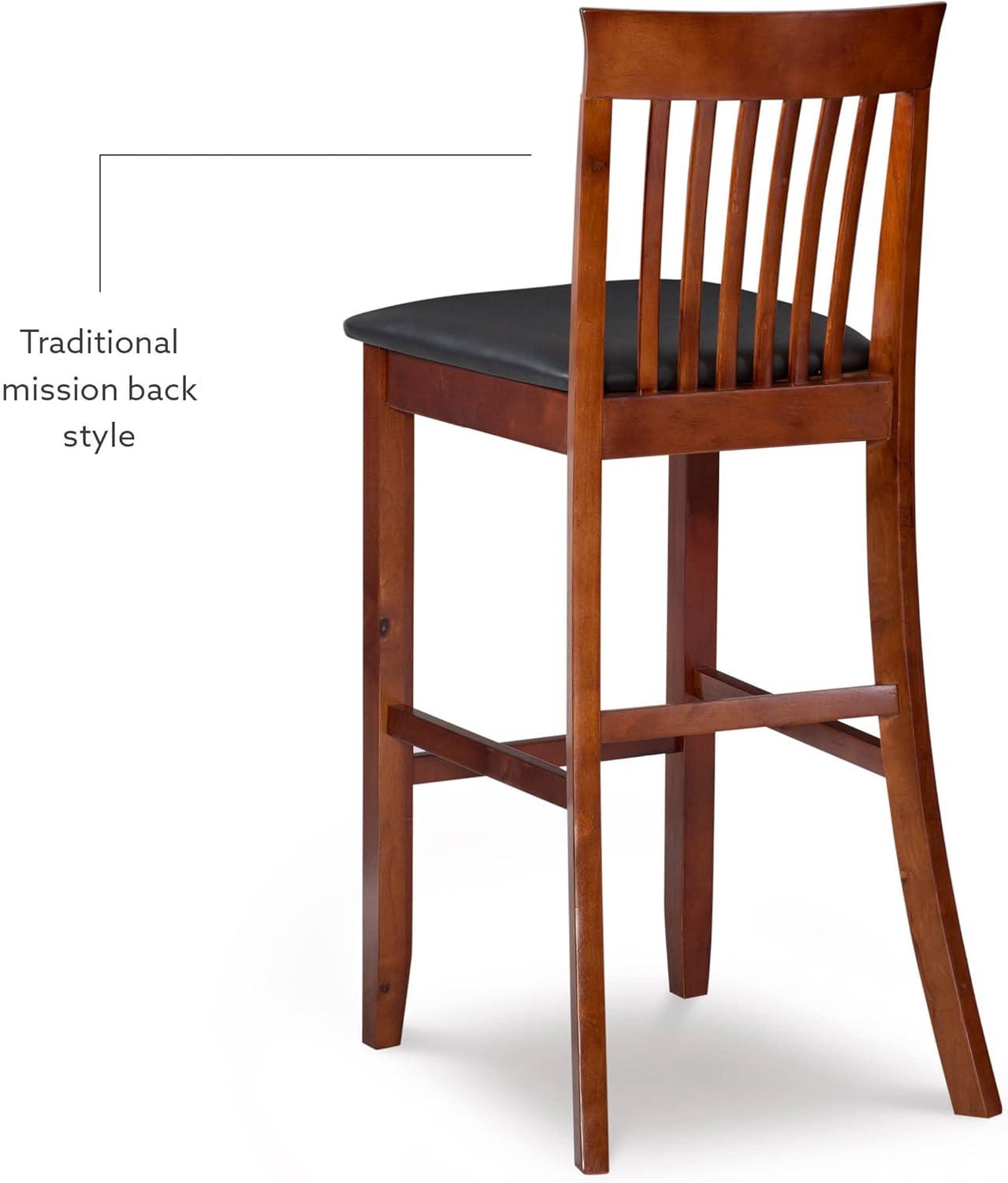 30" Torino Craftsman Padded Seat Barstool Hardwood/Dark Cherry - Linon: Rubberwood, 31" High