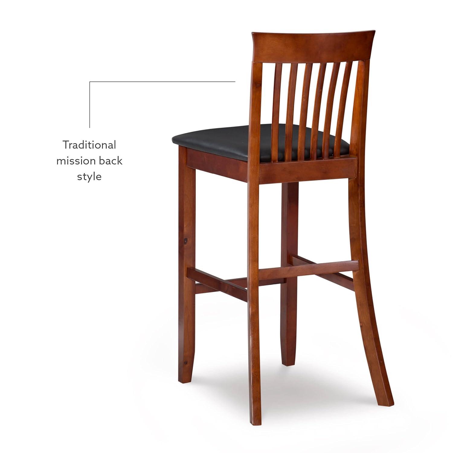 30" Torino Craftsman Padded Seat Barstool Hardwood/Dark Cherry - Linon: Rubberwood, 31" High