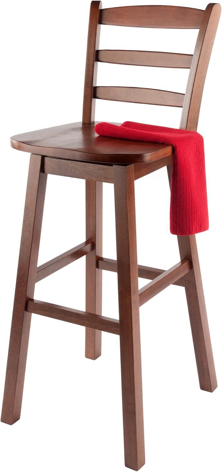 Winsome Scalera 16" Walnut Swivel Ladder Back Barstool