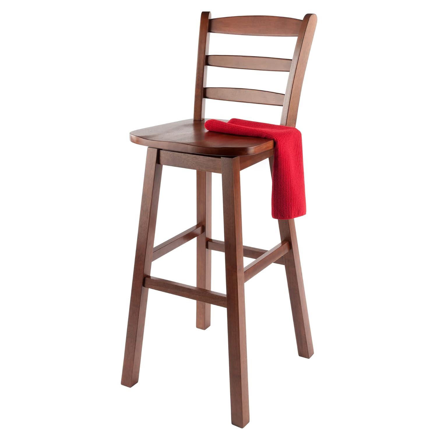 Winsome Scalera Ladder Back Swivel Seat Counter Height Barstool Walnut: Fixed Height, Wood Frame, 220lb Capacity