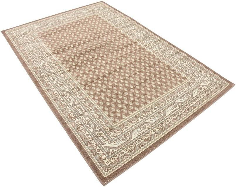 Classic SoHo Brown & Beige 4'x6' Easy-Care Synthetic Rug