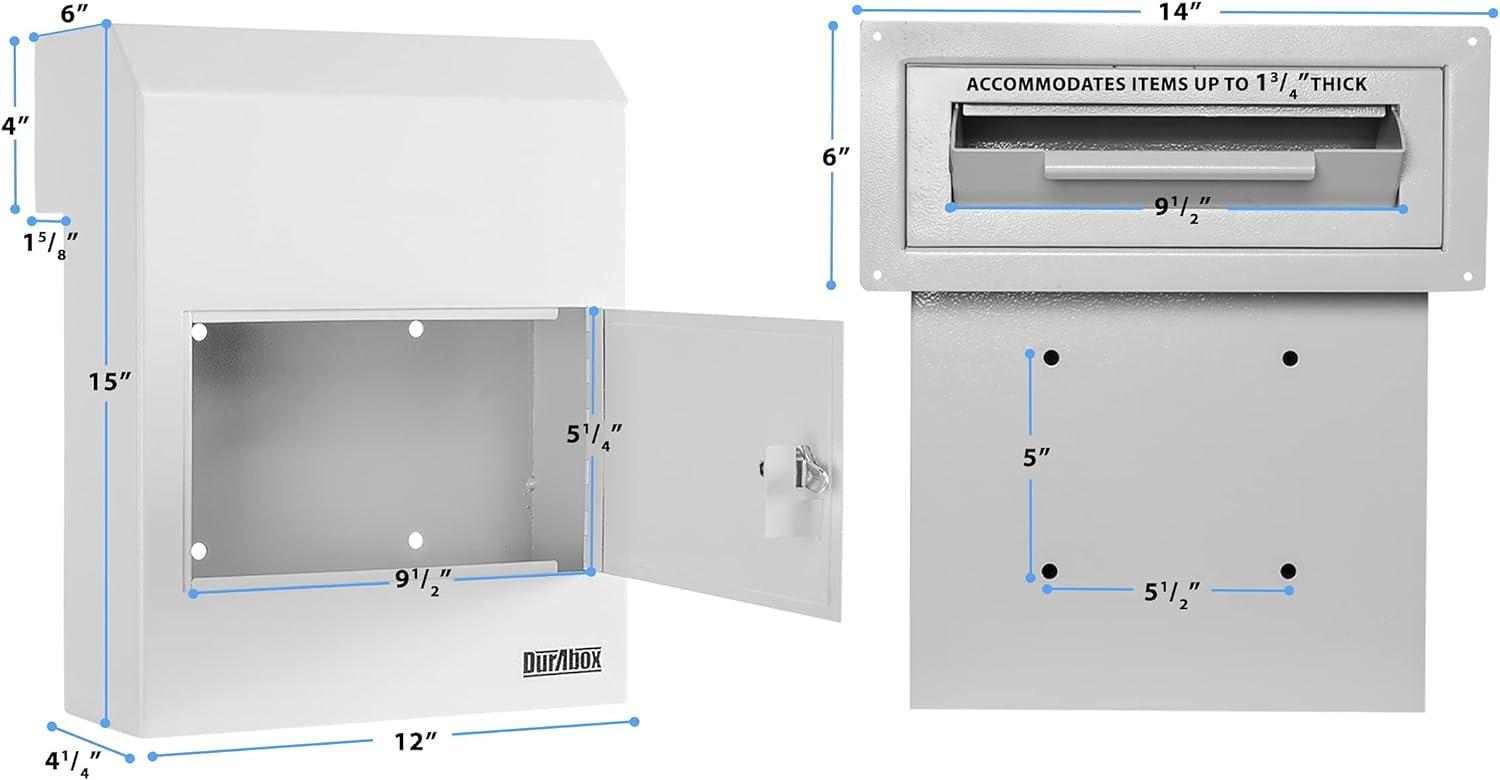 Gray Heavy Duty Steel Through-Door Locking Drop Box