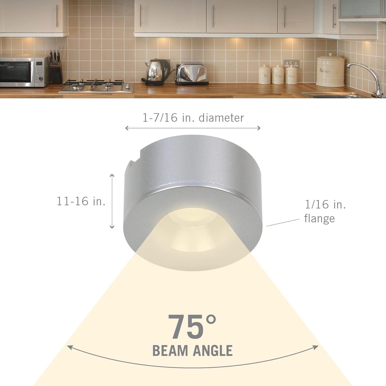 Flat Silver 2700K Warm White Under Cabinet LED Puck Light