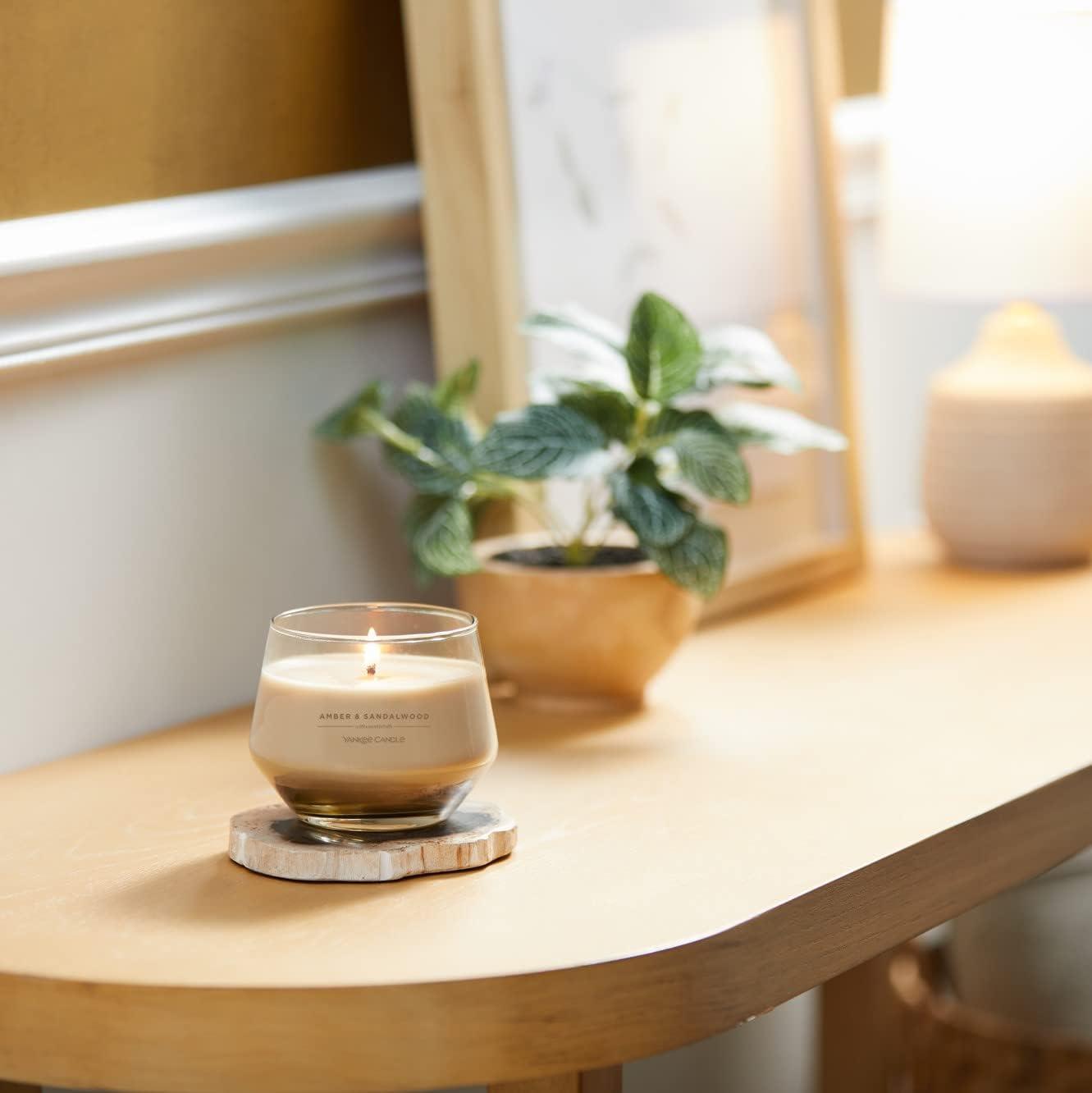Yankee Candle Studio Candle Jar, Scented Candle with up to 50 Hours of Burn Time, Premium Plant Wax Blend for Consistent Long Lasting Scent from First to Last Burn, Amber & Sandalwood