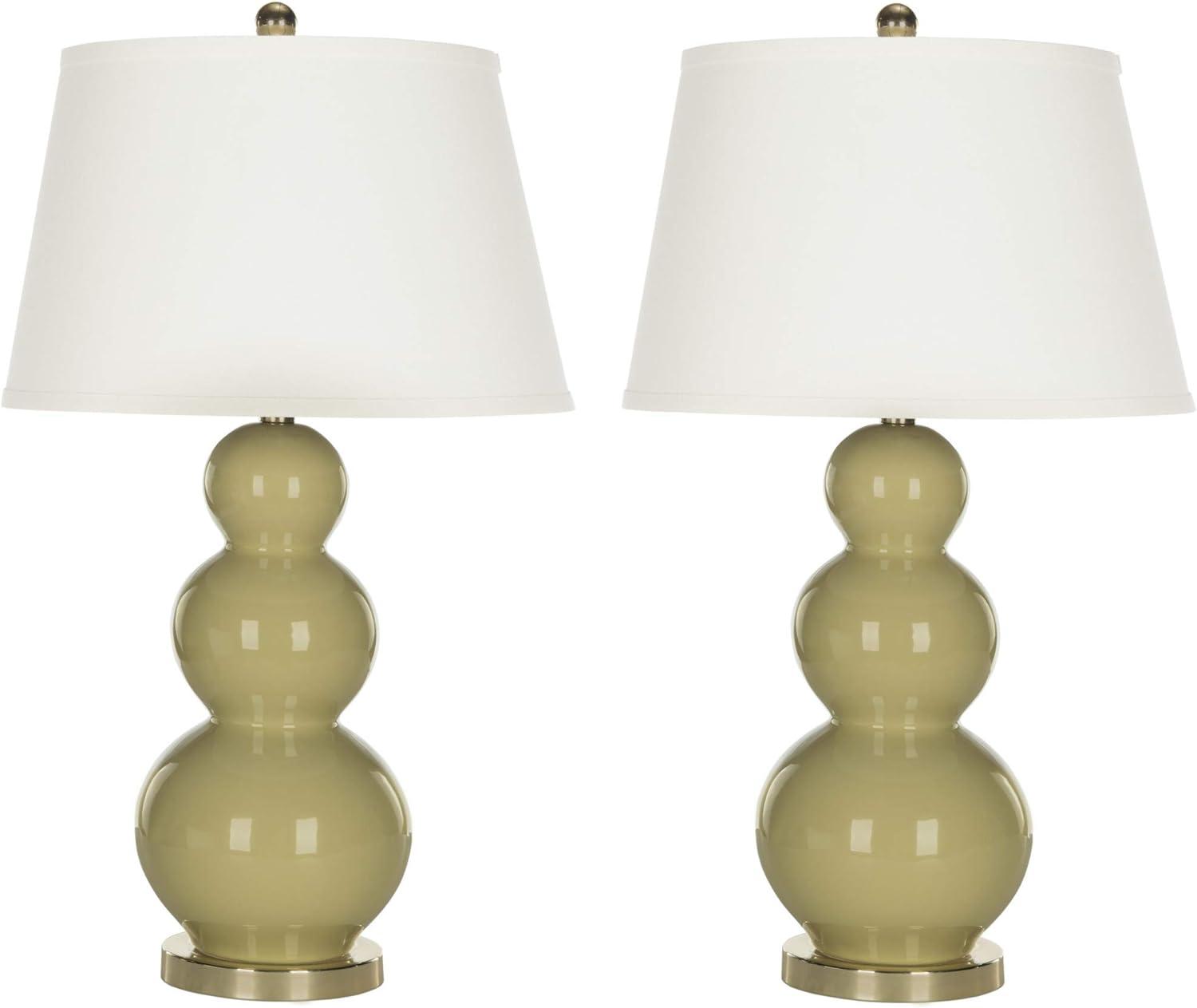 Pamela 28 Inch H Triple Gourd Ceramic Lamp (Set of 2) - Safavieh