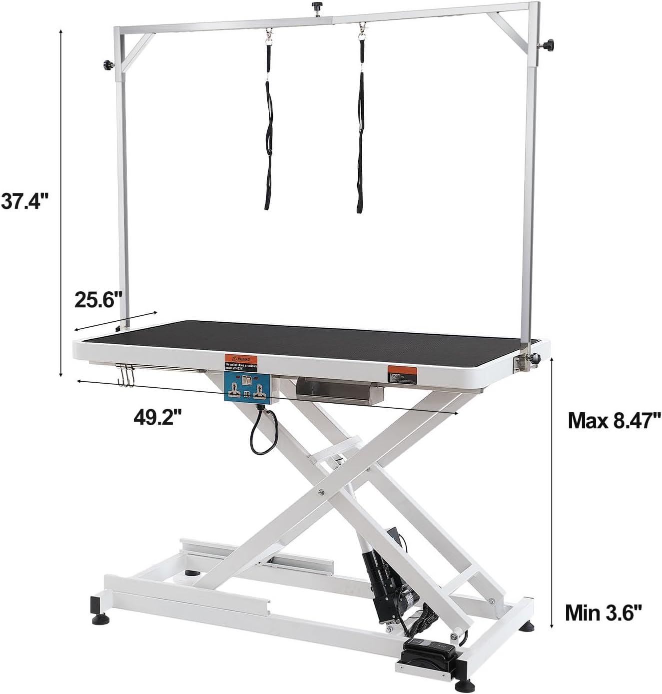 VEVOR 41'' H x 49.2'' W x 25.6'' D Metal Adjustable Electric Grooming Table