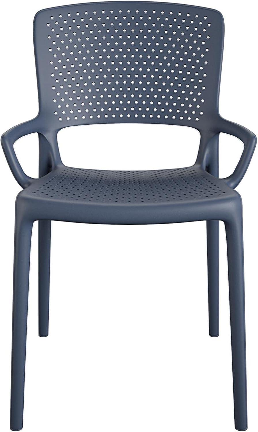 COSCO Outdoor/Indoor Stacking Resin Chair with Square Back and Arms