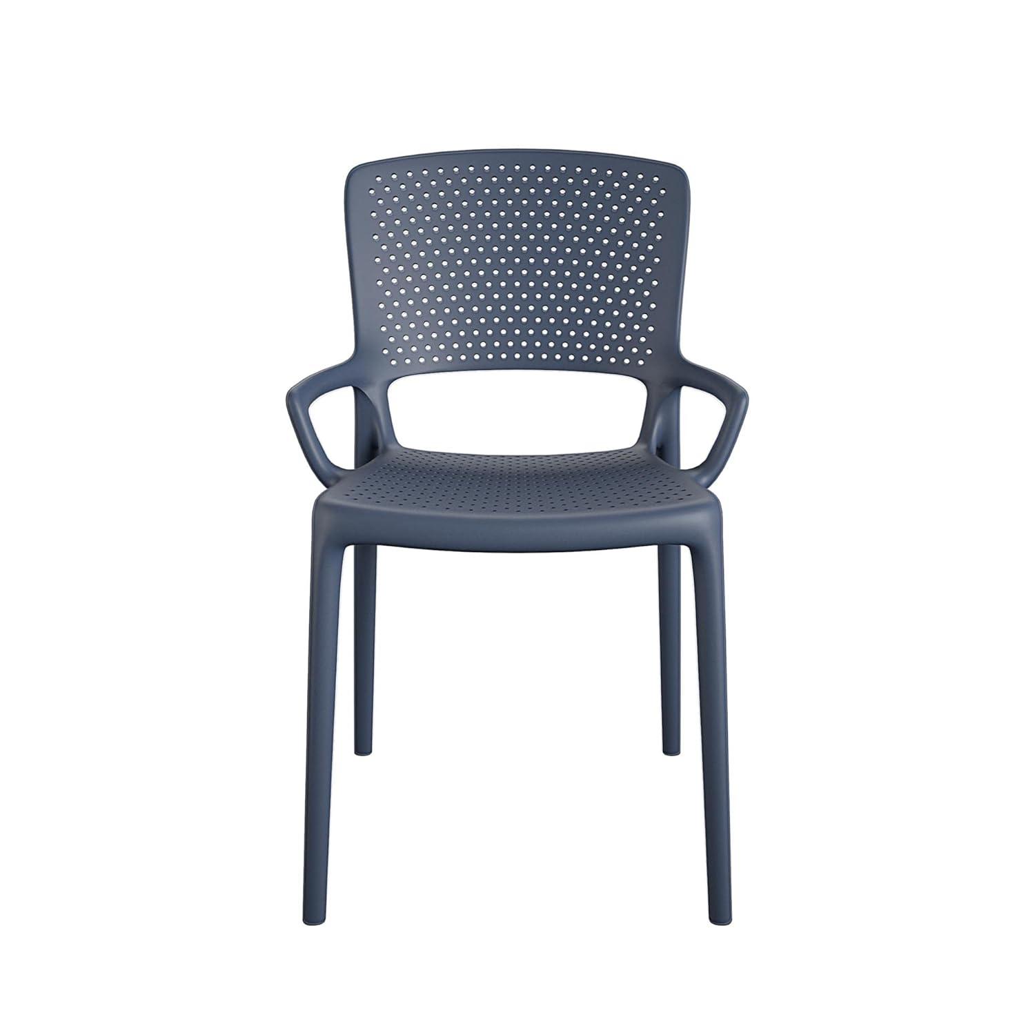 COSCO Outdoor/Indoor Stacking Resin Chair with Square Back and Arms