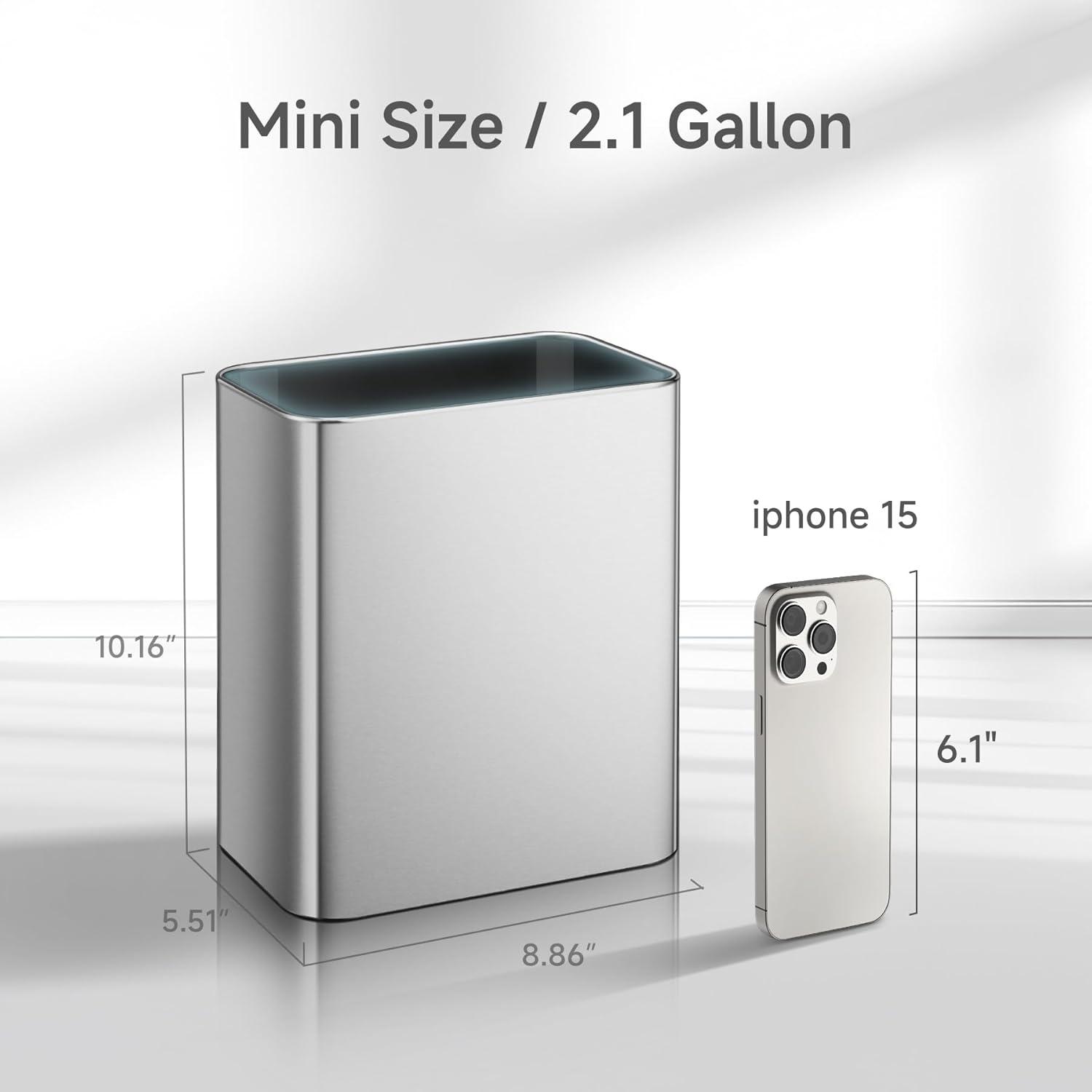 Stainless Steel Open-Top Trash Can - 2.1 Gallons