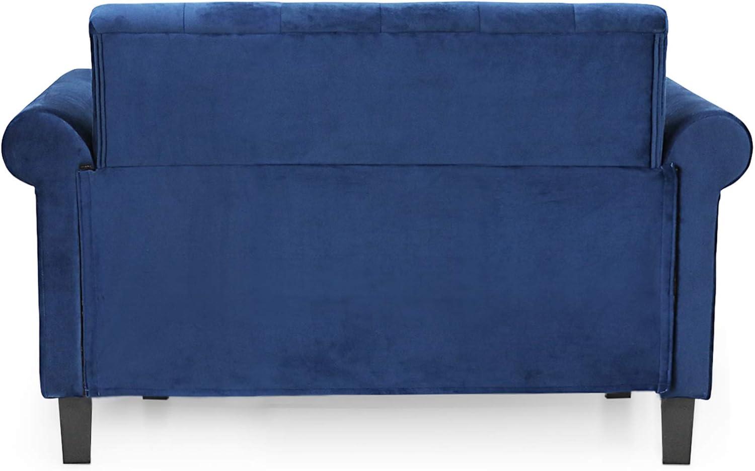 Furinno Bastia Vintage Button Tufted Loveseat, Navy Velvet