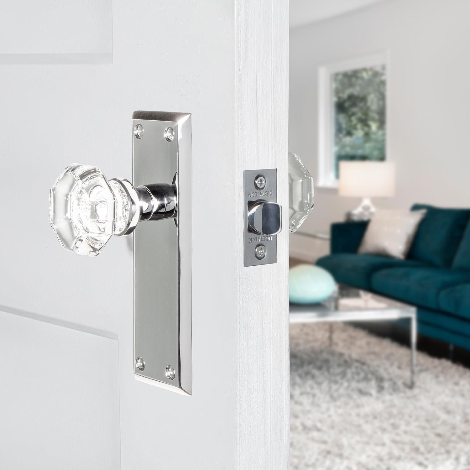 Bright Chrome New York Plate with Waldorf Crystal Door Knob