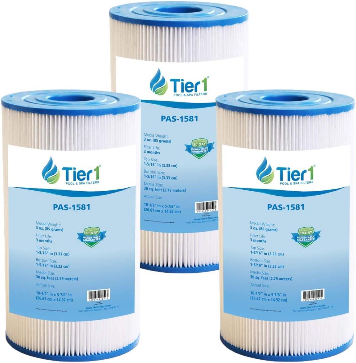 Tier1 Pool & Spa Filter Cartridge 3-pk | Replacement for Watkins 31489, Filbur FC-3915, Unicel C-6330, C-6430, Pleatco PWK30, SD-00328 and More | 30 sq ft Pleated Fabric Filter Media