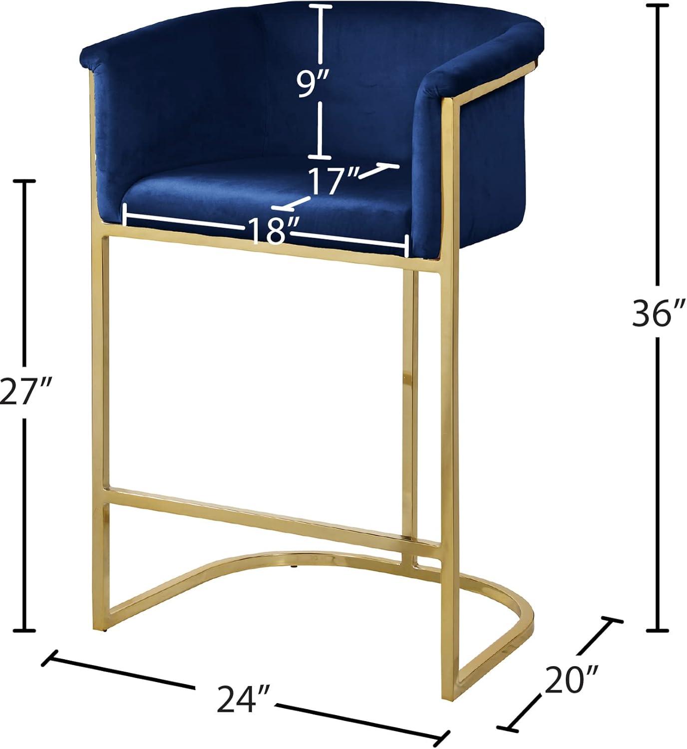 Meridian Furniture Donatella Navy Velvet Stool