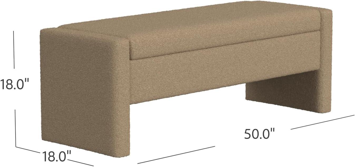HomePop Copenhagen Modern Storage Bench Brown Boucle