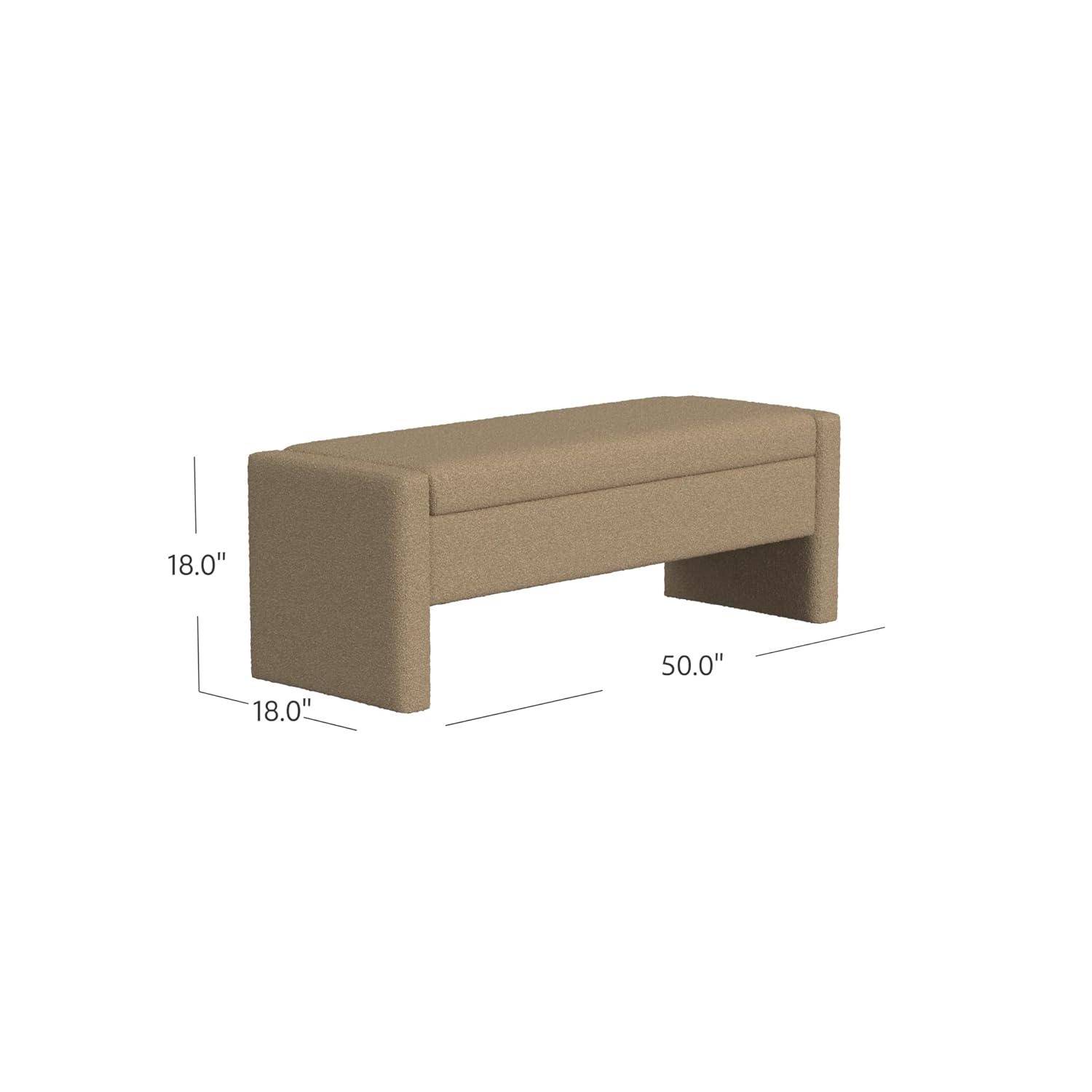 HomePop Copenhagen Modern Storage Bench Brown Boucle