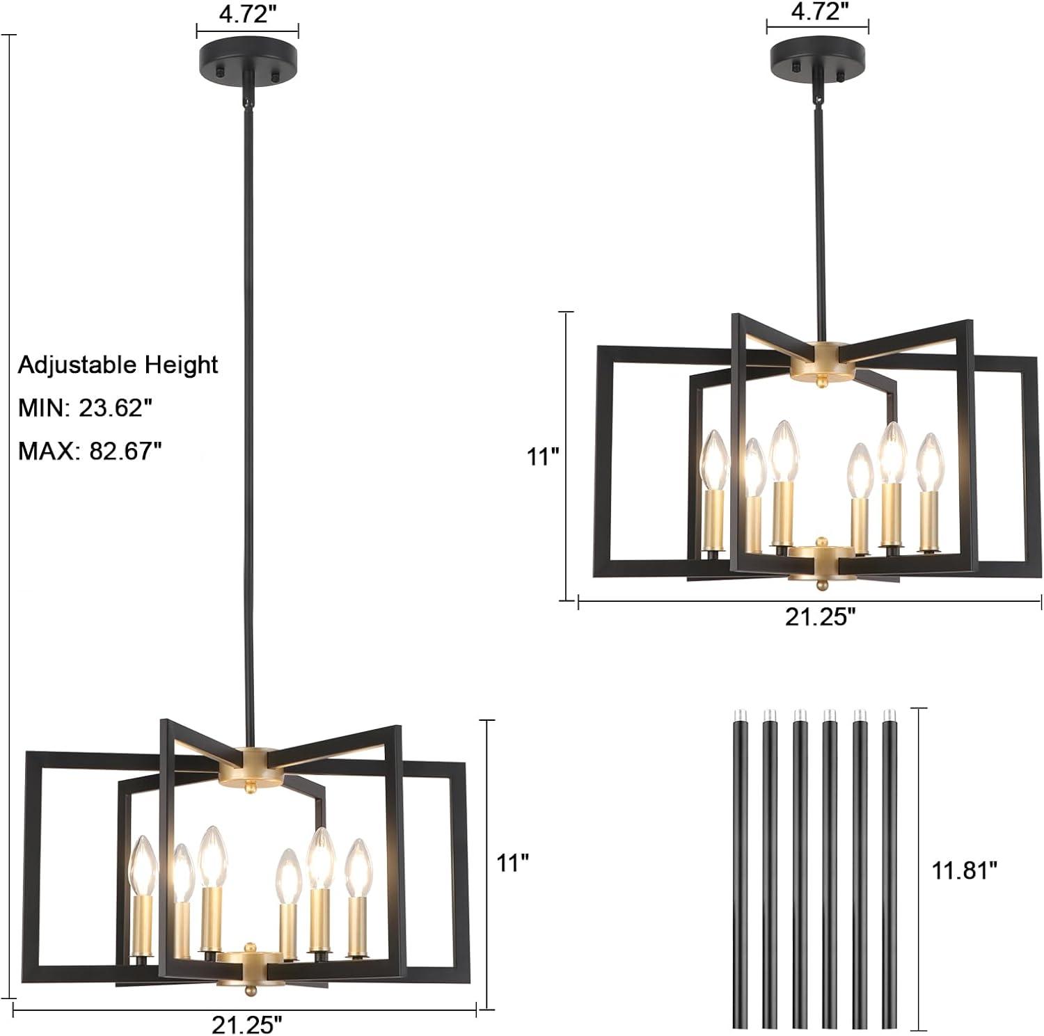 6-Light Farmhouse Lantern Geometric Chandelier