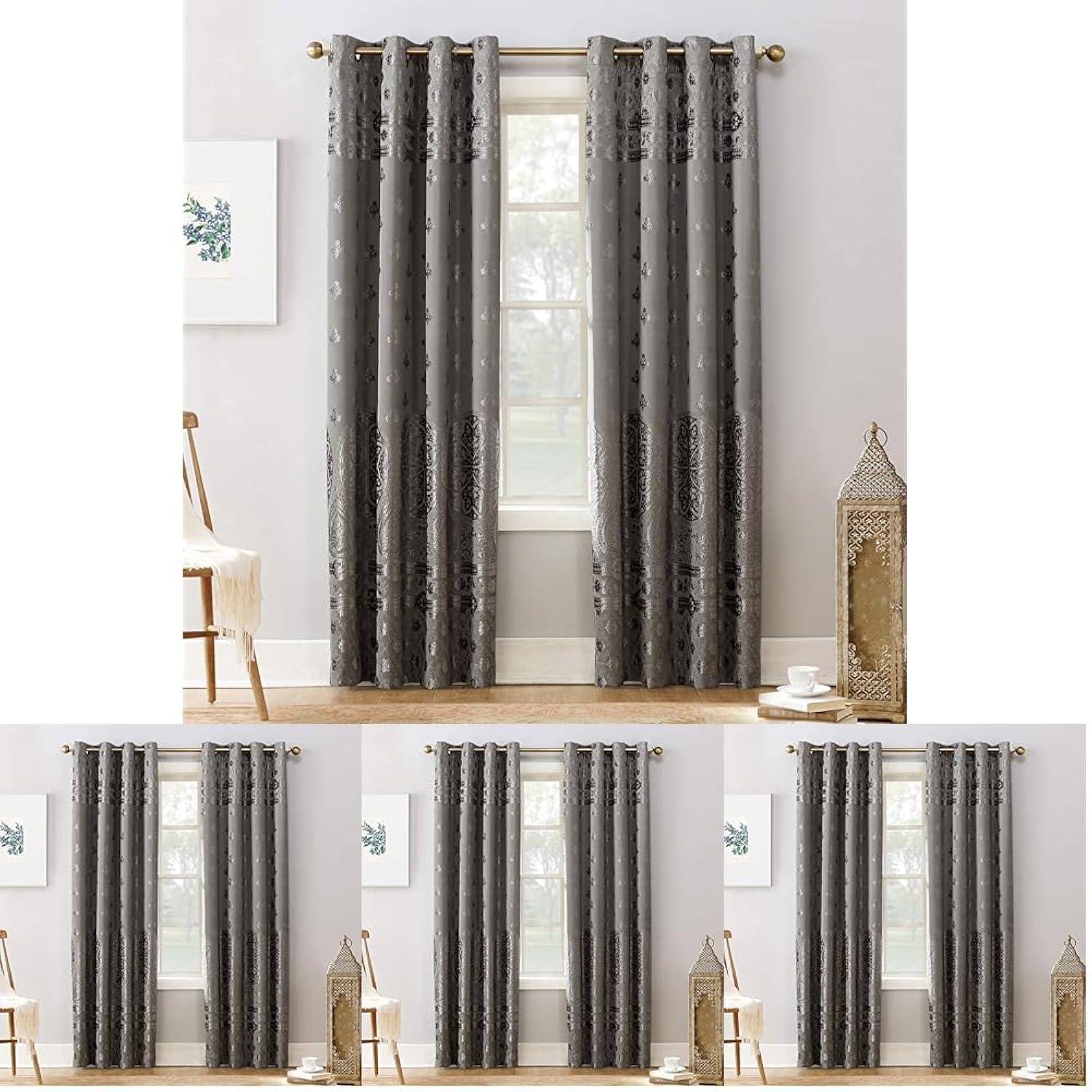 Sun Zero Velvet Texture Medallion Blackout Grommet Curtain Panel