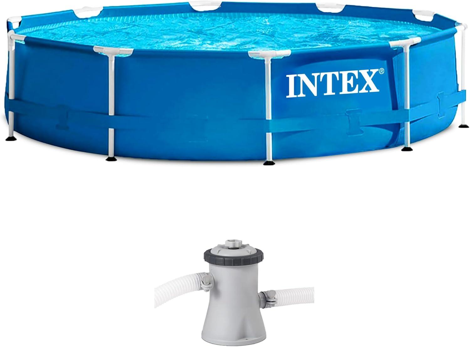 Intex Intex Metal Frame Round Above Ground Swimming Pool w/Pump