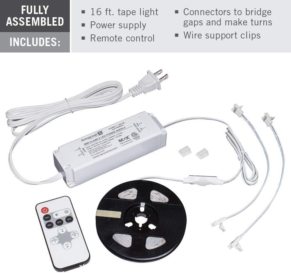 Warm White Battery Powered LED Tape Light Kit with Remote