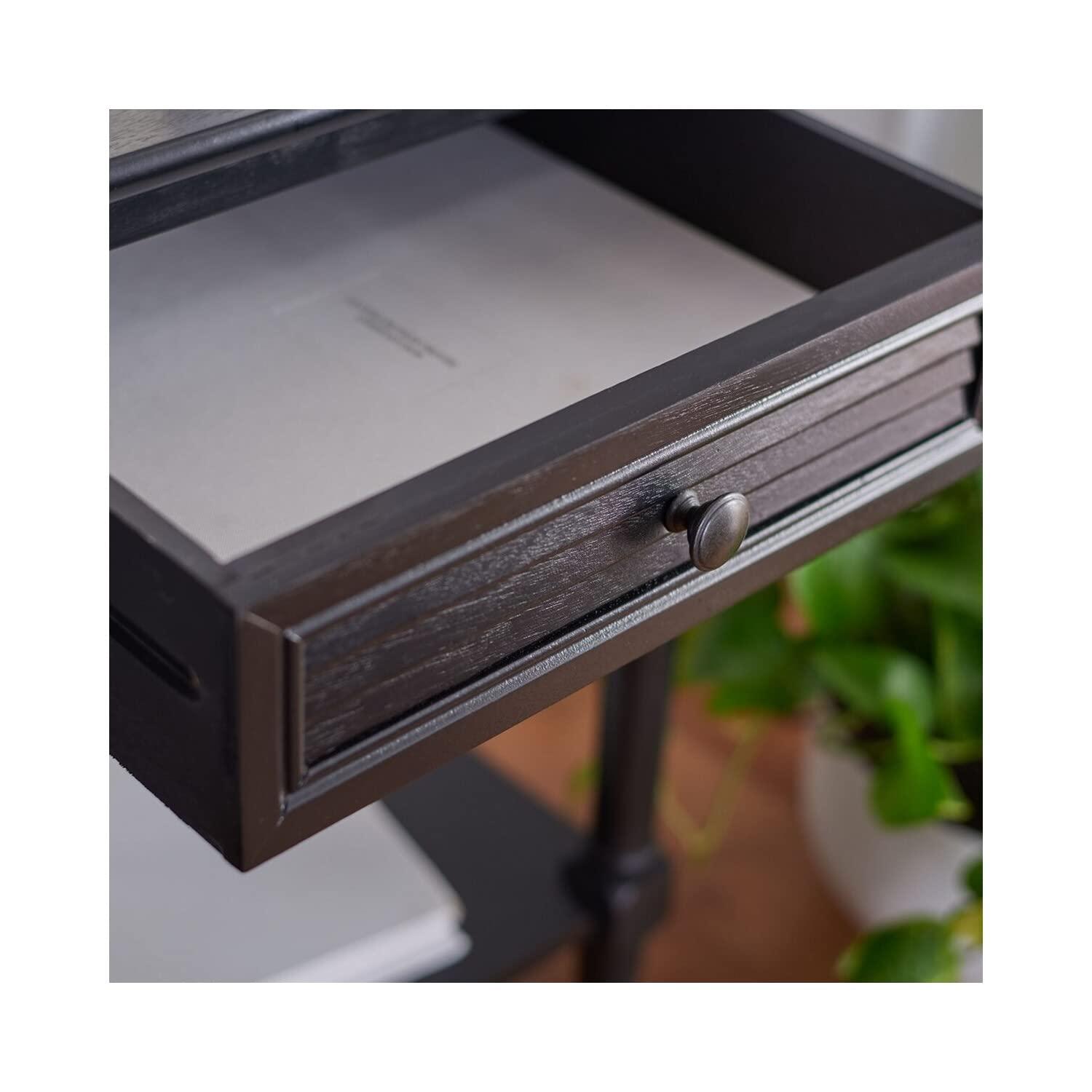 Tate 1 Drawer Accent Table - Black - Safavieh.