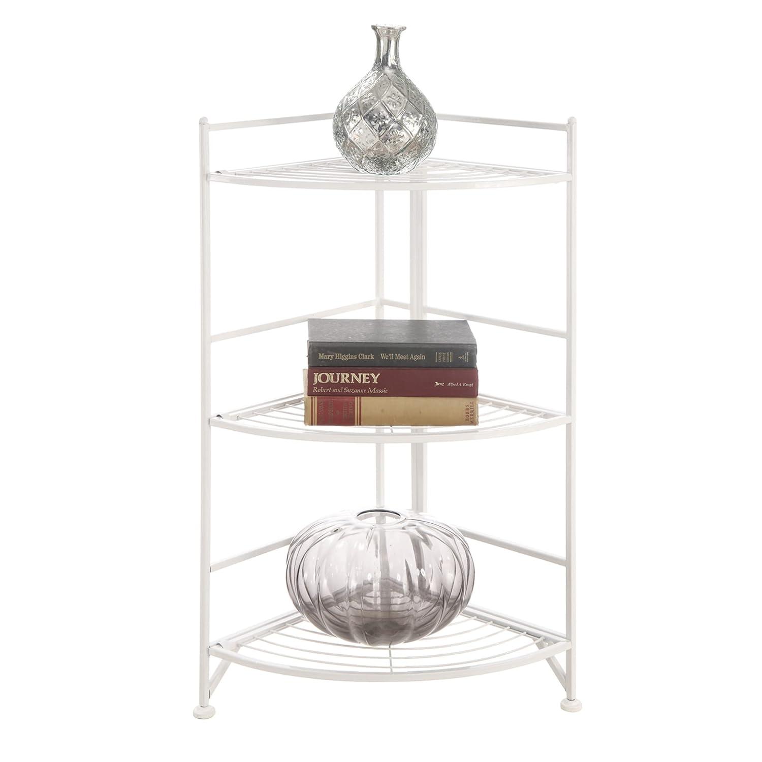 Convenience Concepts Designs2Go Corner Plant Stand in White Metal Frame Finish