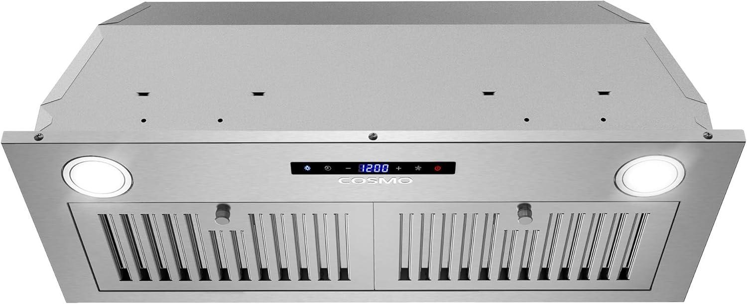 Cosmo 30 in. Lumin Collection Ducted Insert Range Hood, Touch Controls, LED Lights, Permanent Filters, Stainless Steel
