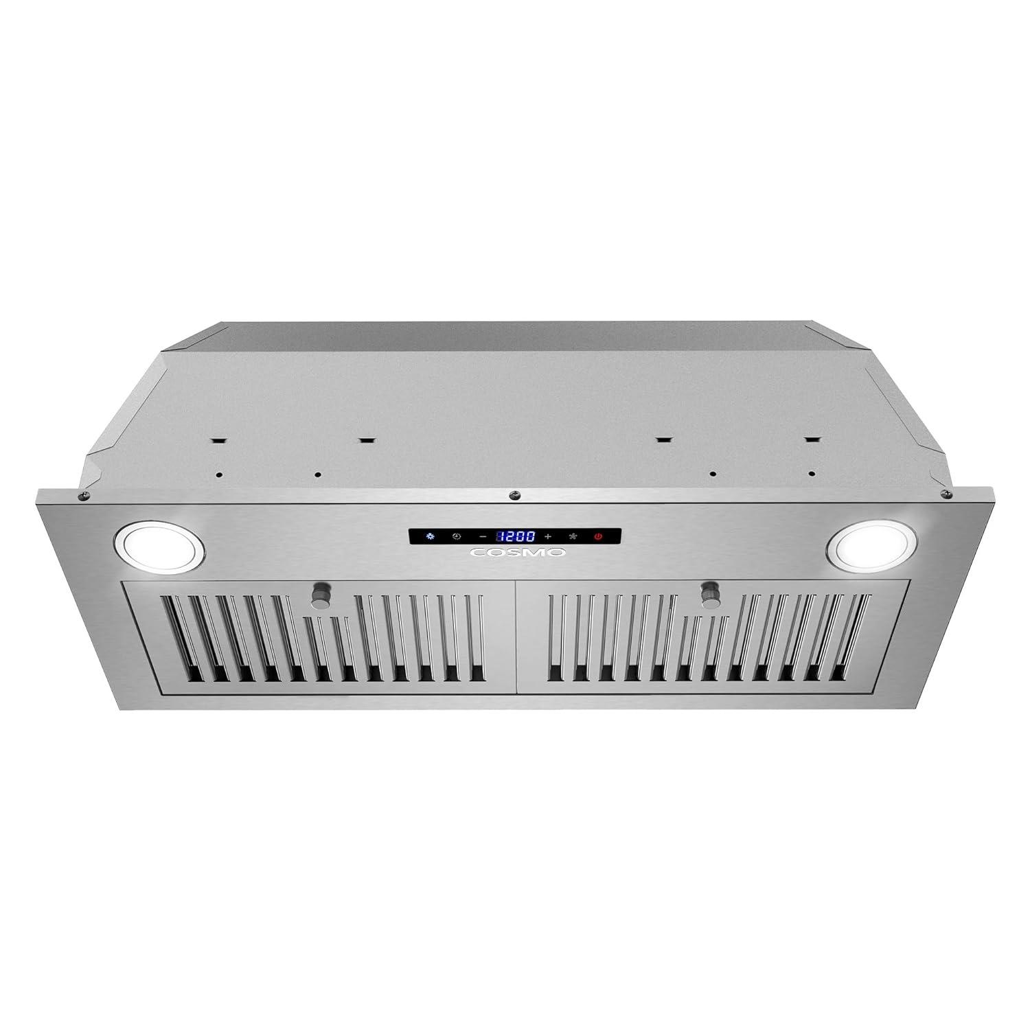 Cosmo 30 in. Lumin Collection Ducted Insert Range Hood, Touch Controls, LED Lights, Permanent Filters, Stainless Steel