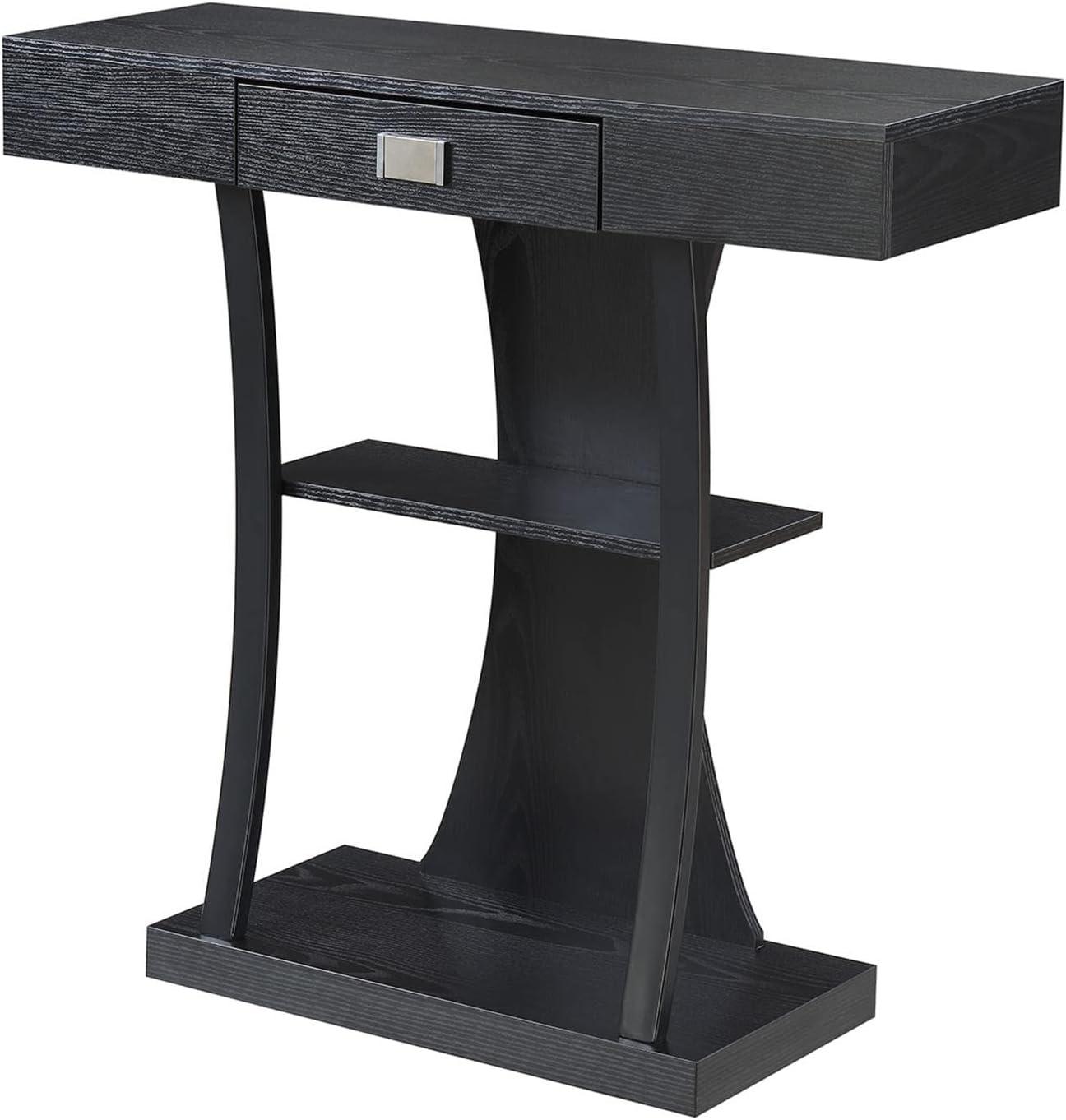 Newport Black Wood and Metal Console Table with Storage