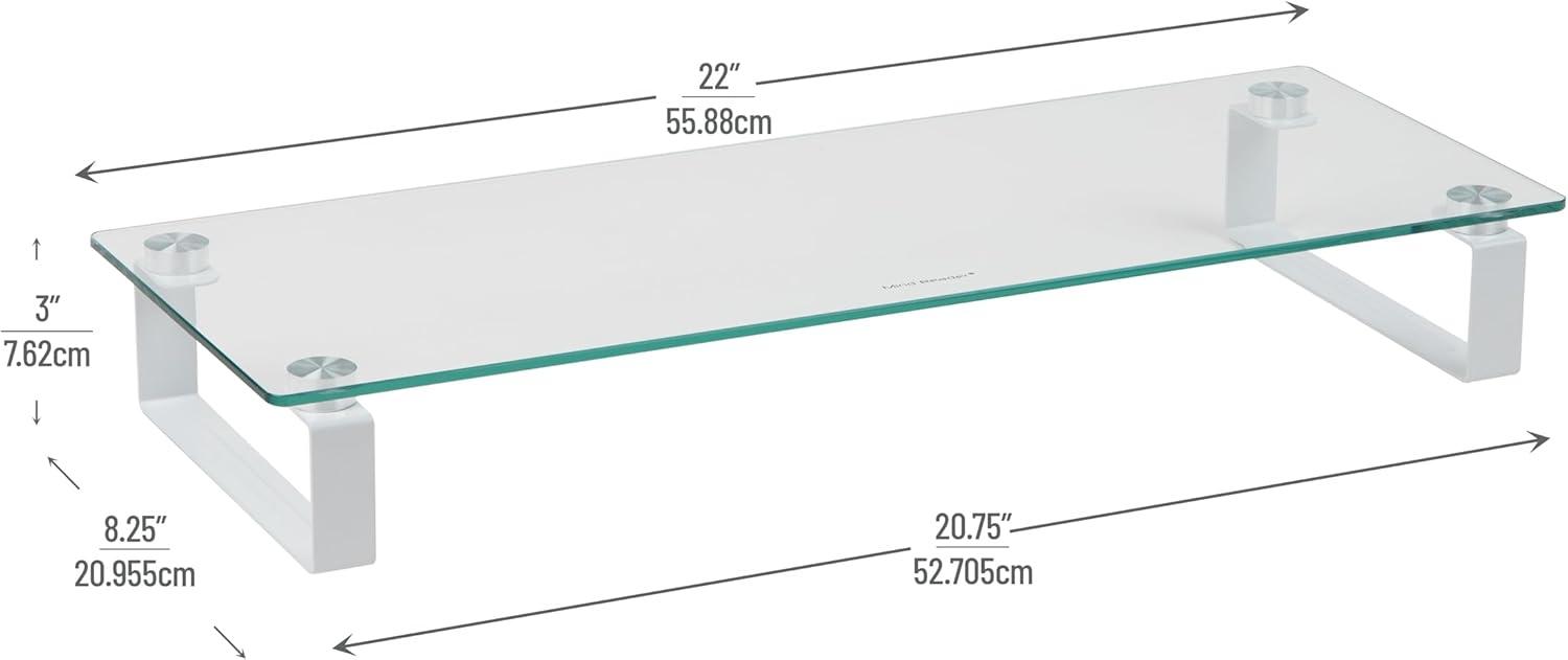 Mind Reader Mind Reader Monitor Stand, Contemporary, Desktop Organizer, Laptop Riser, Office, Glass, 22"L x 8.25"W x 3"H, Clear