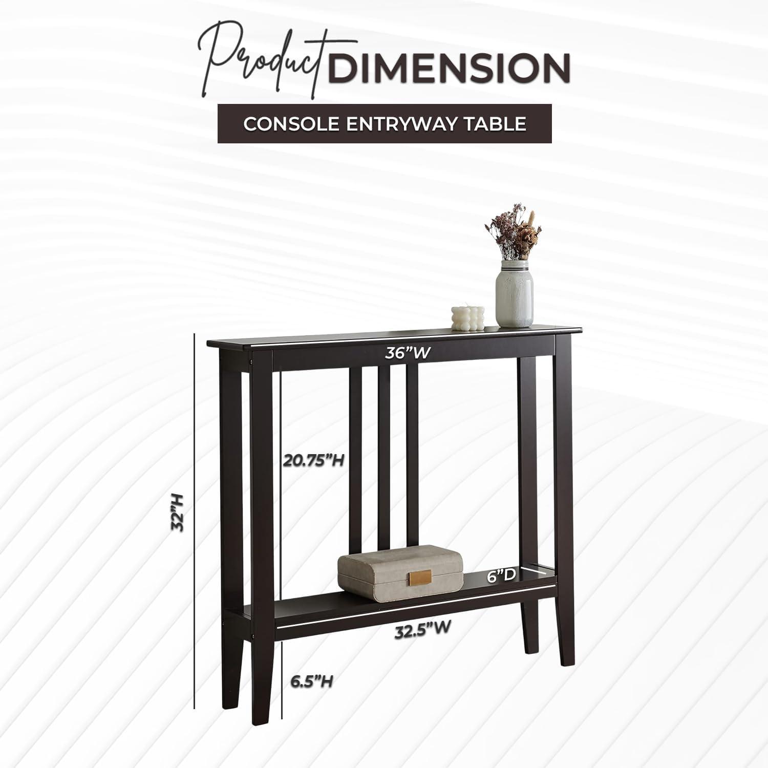 Kings Brand Furniture - Balfour Narrow Console Table with Shelves for Entryway, Hallway, Living Room, or Foyer (Red)