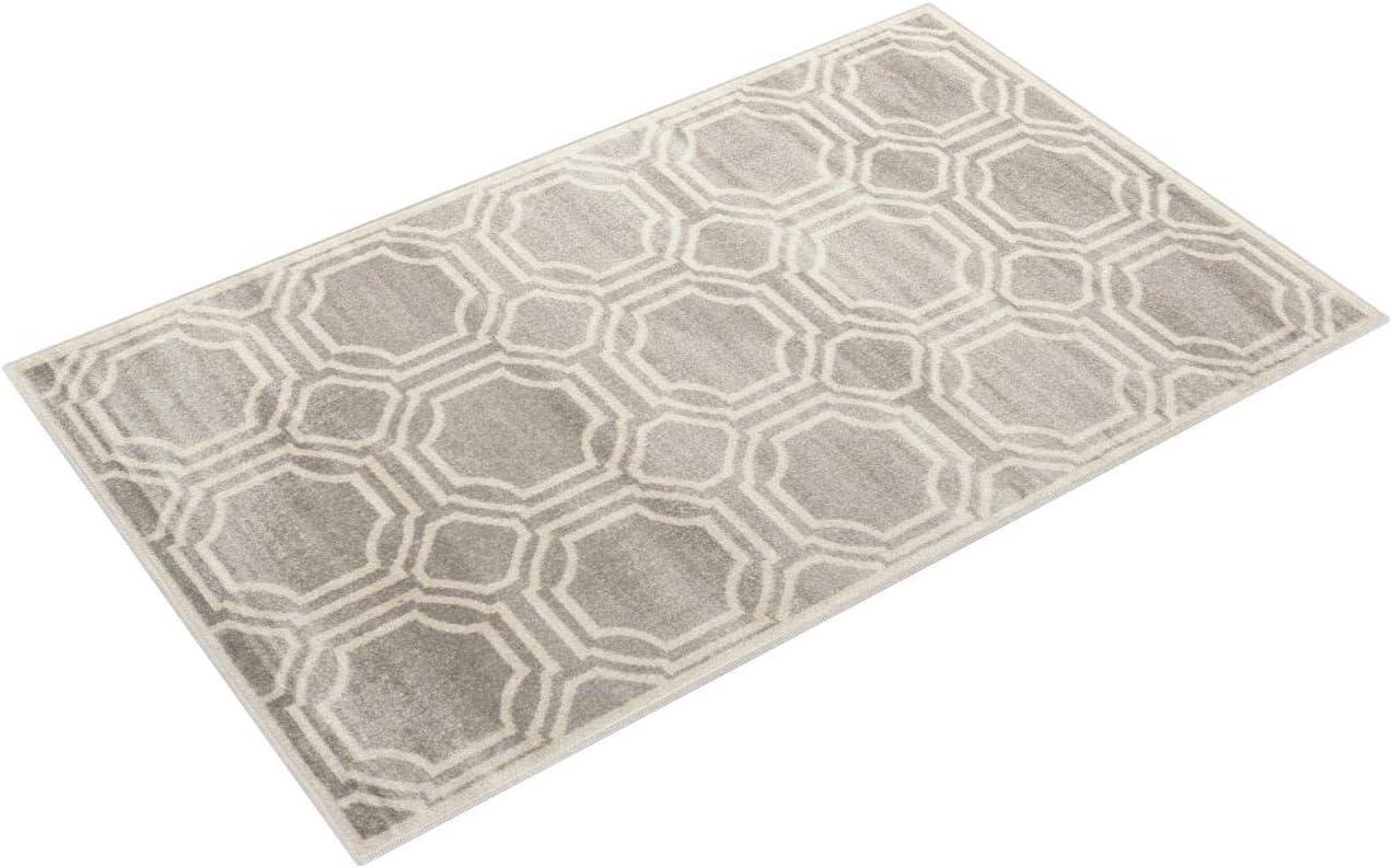 Amherst AMT411 Power Loomed Area Rug - Light Grey/Ivory - 5'3"x8' - Safavieh.