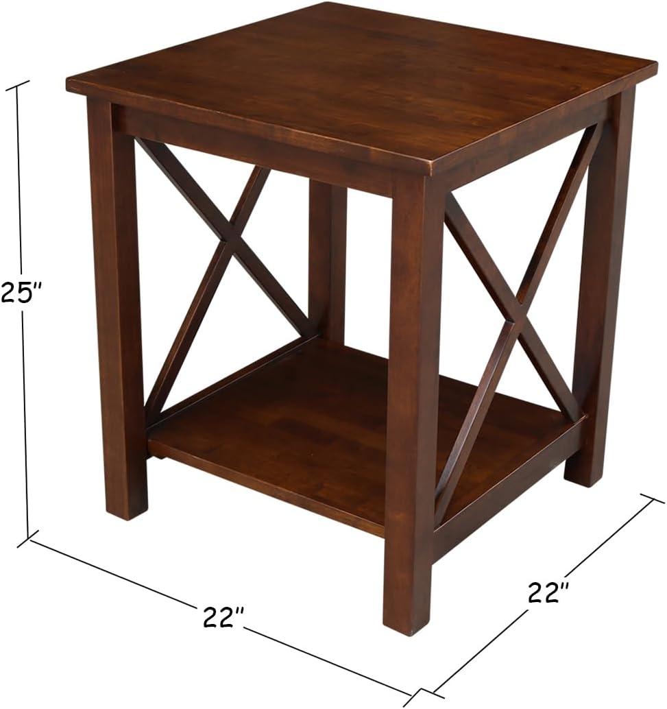 Hampton 22" Espresso Solid Wood Square End Table