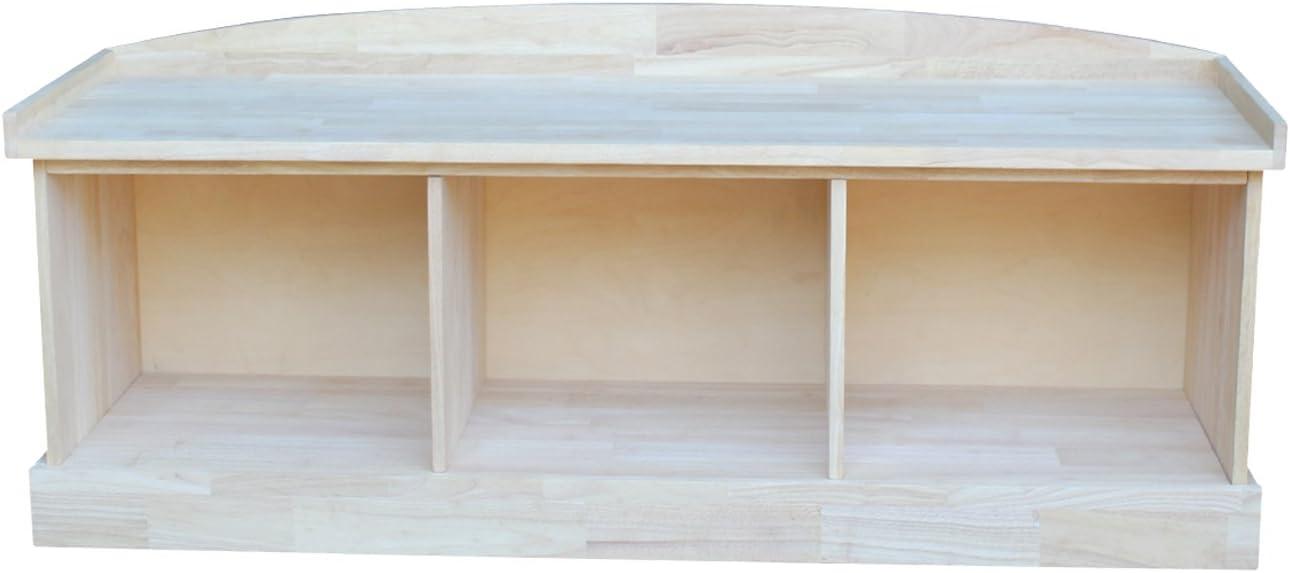 White Wood Coastal Storage Bench with Plinth Base