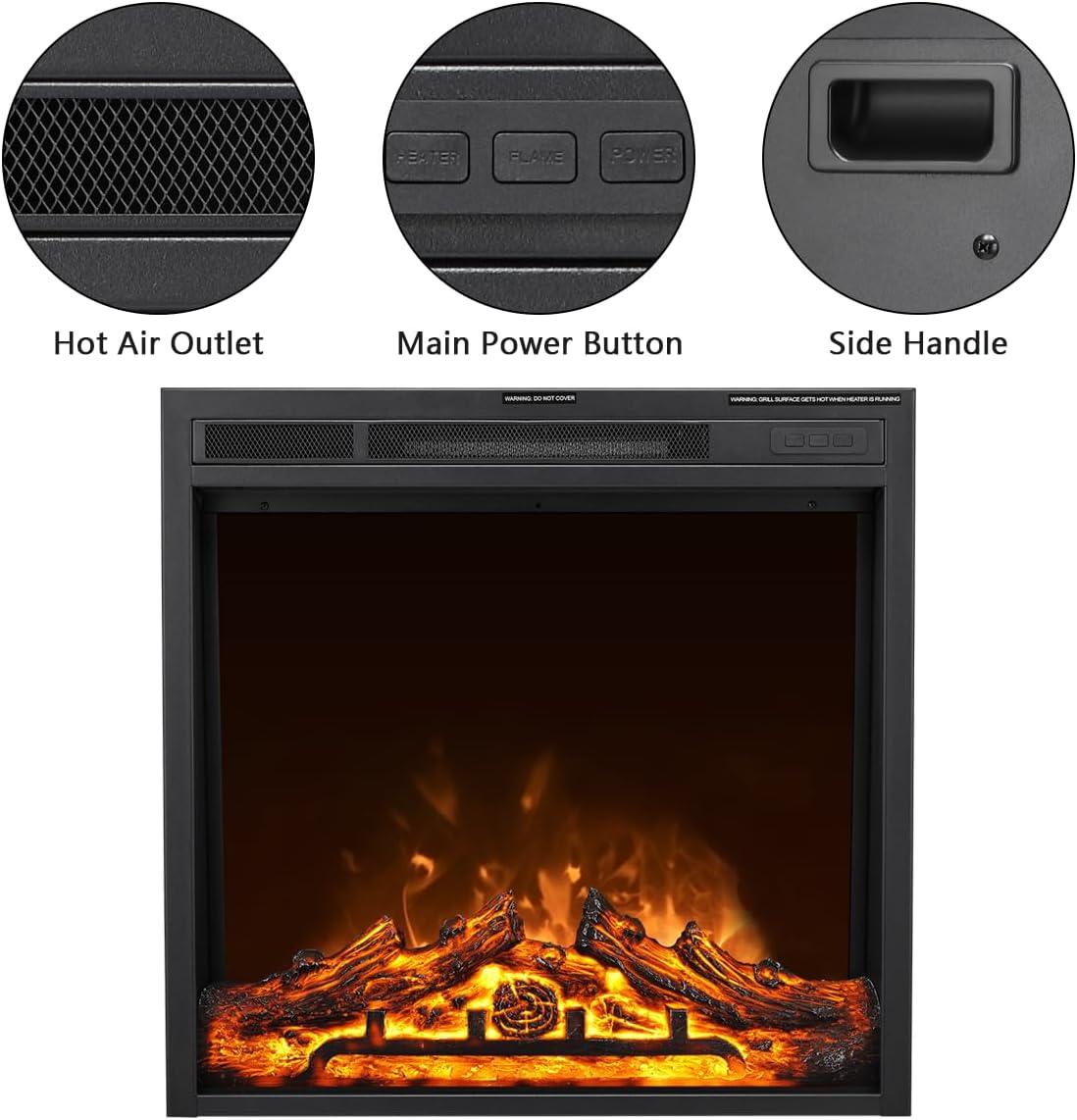 50-Inch Stone Electric Fireplace Mantel with Remote Control