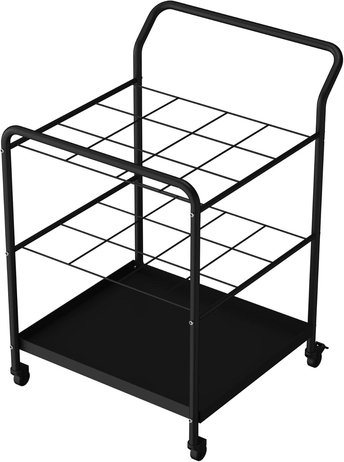 Blueprint Roll File Holder Storage - 12 Slots Rack Cart,Wire Bin Roll File, Made for Maps, Plans, Drawings, and Tubes, Yoga Mat and Gym Storage Rack Cart with Wheels,Files Sorter Poster Holder