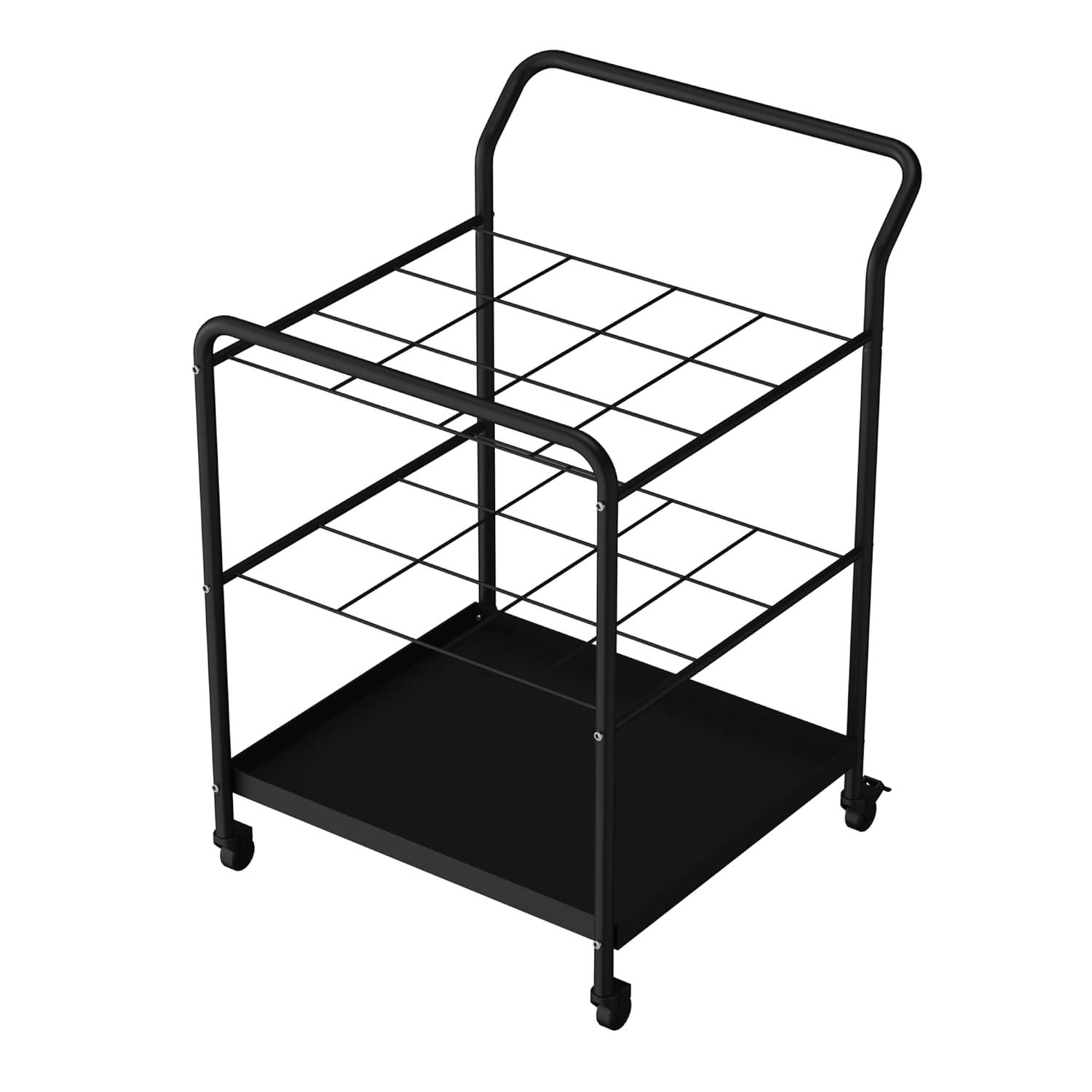 Blueprint Roll File Holder Storage - 12 Slots Rack Cart,Wire Bin Roll File, Made for Maps, Plans, Drawings, and Tubes, Yoga Mat and Gym Storage Rack Cart with Wheels,Files Sorter Poster Holder
