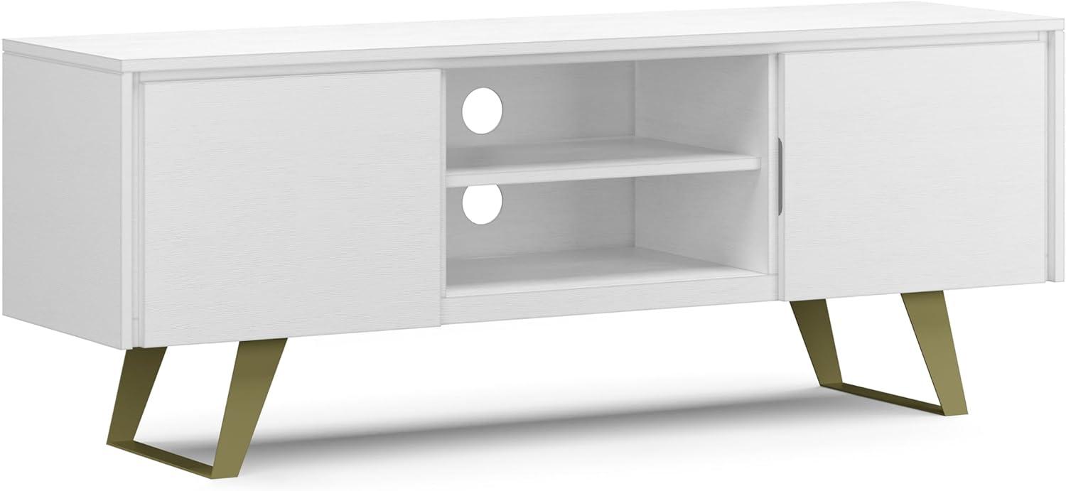 Simpli Home Lowry 63"W Solid Wood Modern Industrial TV Stand for TVs up to 70" with Storage