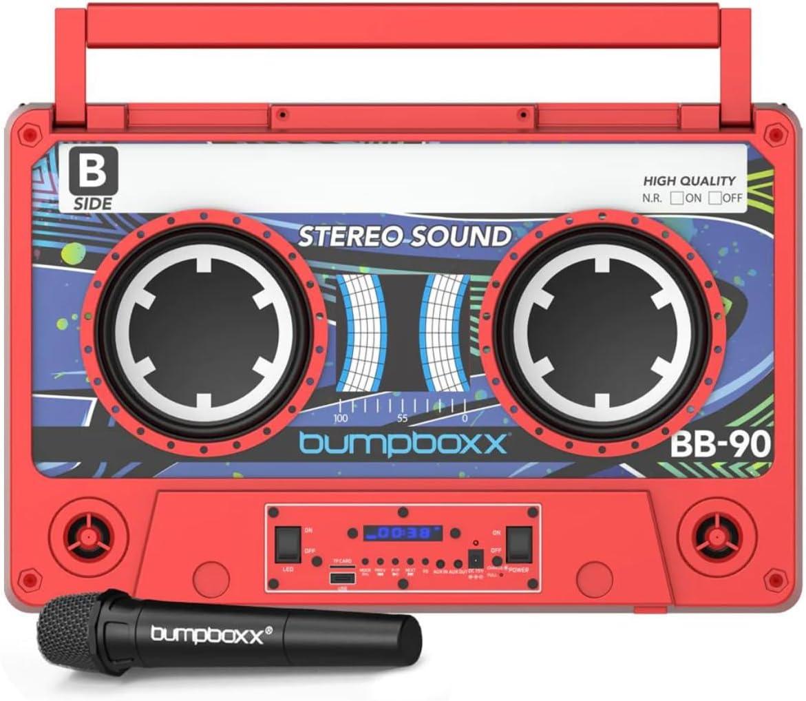 Electric Red Retro Cassette Bluetooth Boombox Speaker