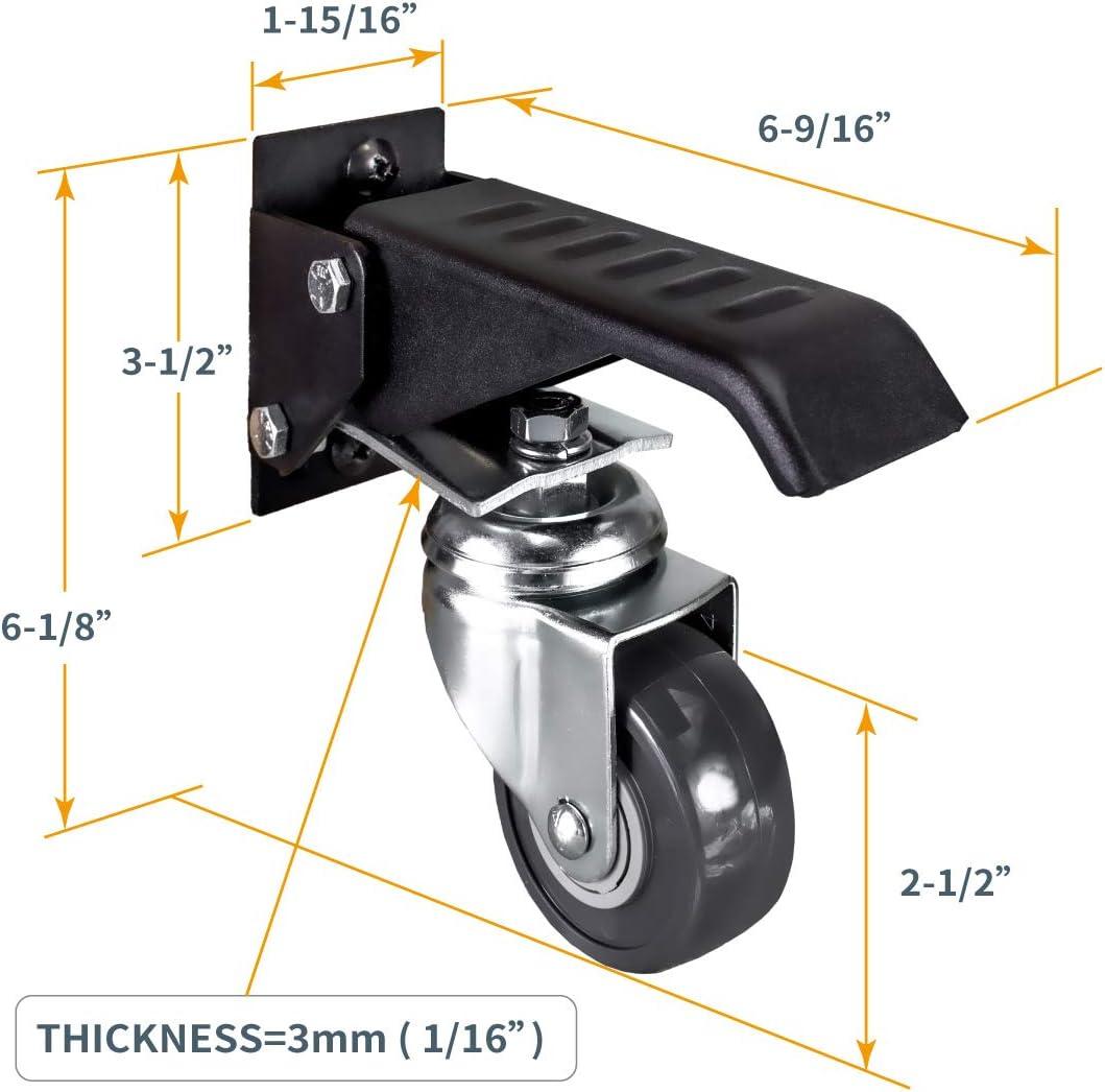 POWERTEC Workbench Caster Kit Set of 4 with 400 lbs Loads, 2-1/2 Inch Retractable Stepdown Caster Wheels for Workbenches, Tables, Stands and Equipments (17000)