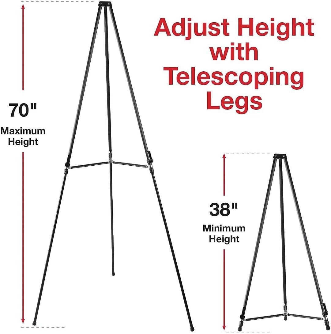 Black Aluminum Telescopic Floor-Standing Easel Stand 2-Pack