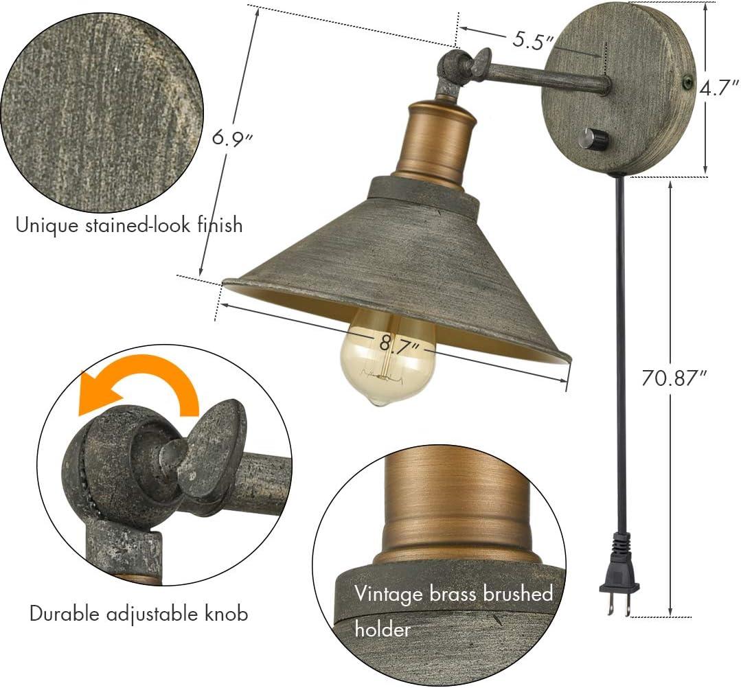 Distressed Green Rustic Swing Arm Wall Sconce Set