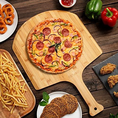 EDGAR'S FURNITURE MANUFACTURING INC Bamboo Pizza Peel, Large Wooden Pizza Spatula Paddle Pizza Cutting Board With Comfy Handle For Home Pizzeria Bakery Baking Pizza Bread Cutting Fruit,(Wood Color)