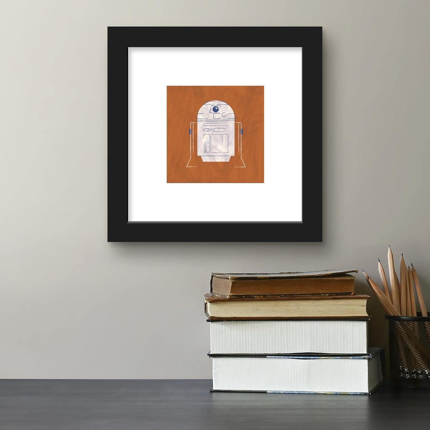 Gallery Pops Star Wars: Saga - Neutral Abstract R2-D2 Wall Art, Black Framed Version, 12" x 12"