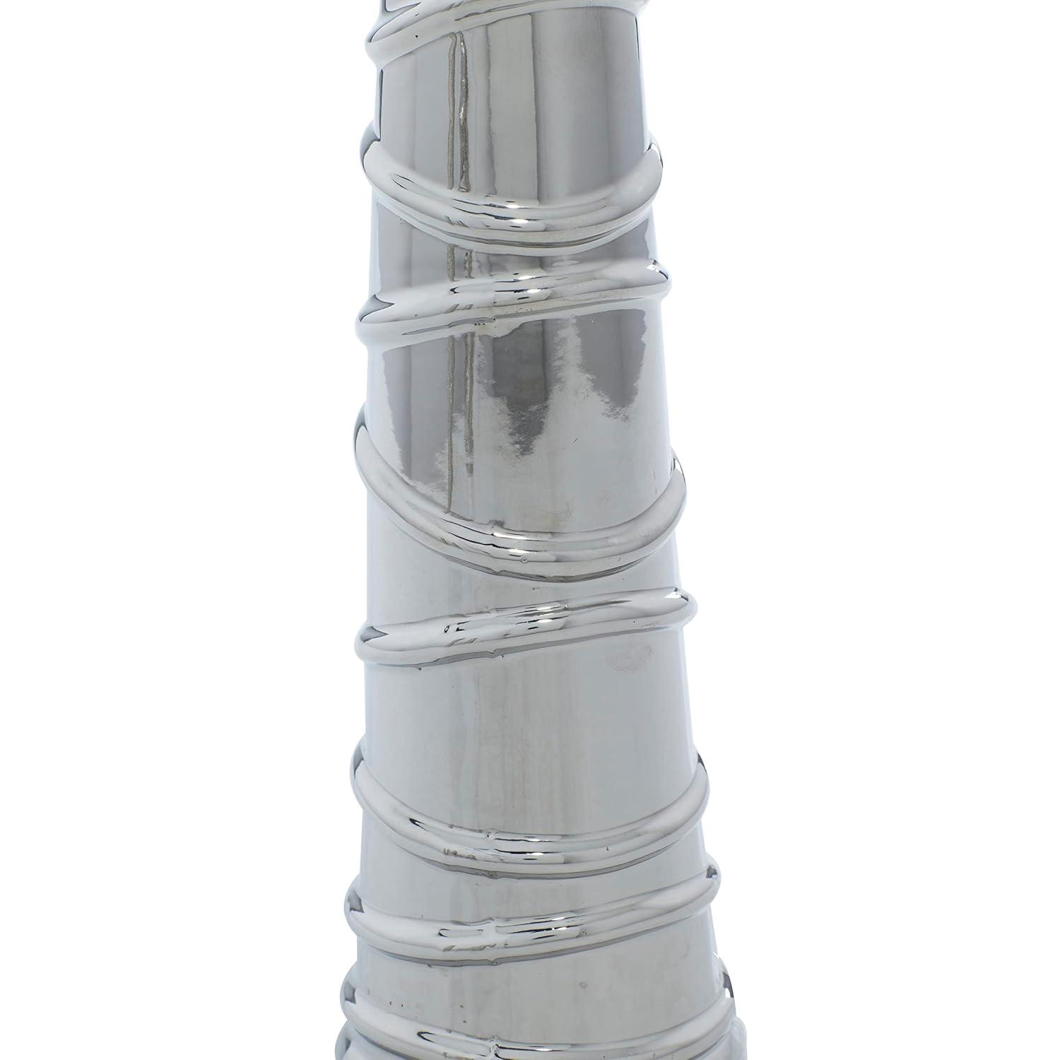 Elegant Trio Silver Ceramic Decorative Vases 12" Set of 3
