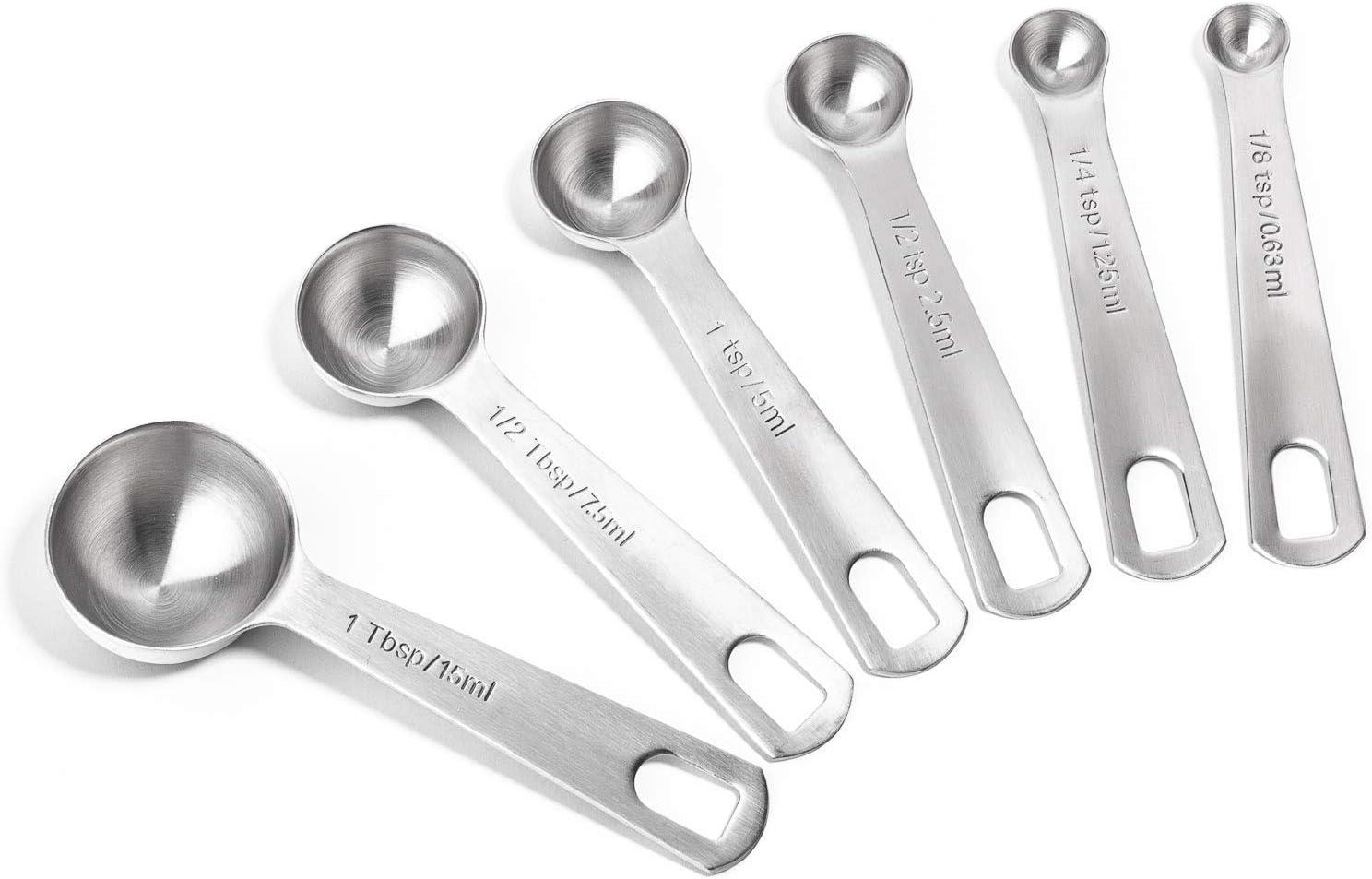 Stainless Steel 6-Piece Measuring Spoon Set with Etched Measurements