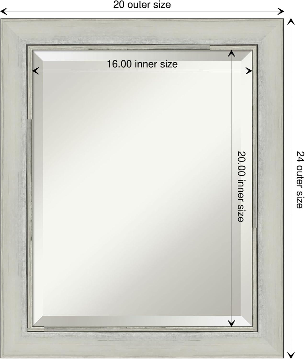 Flair Silver Patina Rectangular Wall Mirror with Beveled Glass