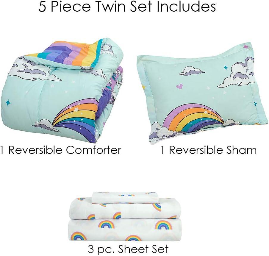 Magical Unicorn Twin Microfiber Reversible Bed in a Bag Set